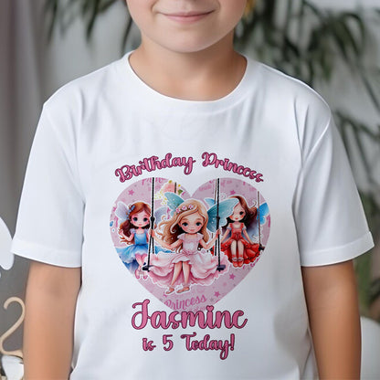 Personalised Princess Birthday Hoodie, Childrens Birthday Princess T-Shirt, Any Name Custom Shirt, Gifts for Girls Birthday, Custom Babygrow