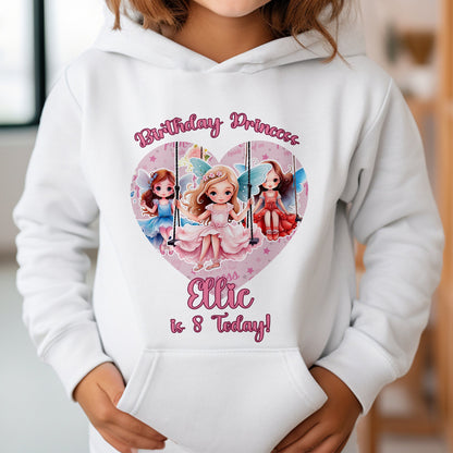 Personalised Princess Birthday Hoodie, Childrens Birthday Princess T-Shirt, Any Name Custom Shirt, Gifts for Girls Birthday, Custom Babygrow