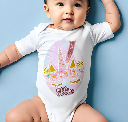 Personalised Unicorn Birthday T-Shirt | Any Name Any Age Rose Gold | Custom Unicorn Themed Hoodie | Girls Birthday Shirt