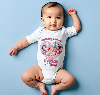 Personalised Princess Birthday Hoodie, Childrens Birthday Princess T-Shirt, Any Name Custom Shirt, Gifts for Girls Birthday, Custom Babygrow