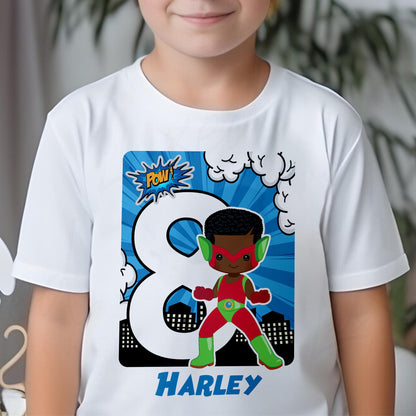 Custom Superhero Childrens T-Shirt | Kids Super Hero Hoodie | Boys & Girls Birthday Comic Hero Shirt | Birthday Personalised Character Shirt
