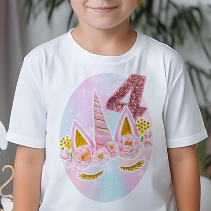 Personalised Unicorn Birthday T-Shirt | Any Name Any Age Rose Gold | Custom Unicorn Themed Hoodie | Girls Birthday Shirt