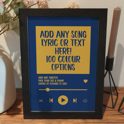 Custom Music Lyric Print | Personalised Song Lyric Wall Art | Spotify Music Player Lyric | Wedding Anniversary Print | Gifts for Couples