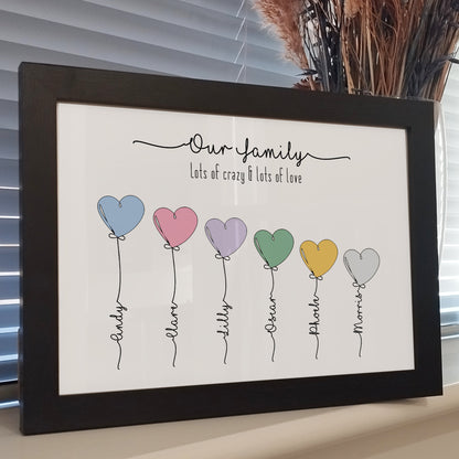 Personalised Our Family Print | Framed Family Portrait Print | Digital Family Home Wall Art | Family Gifts for Mothers