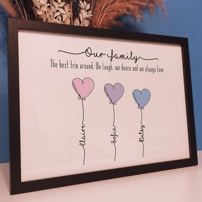 Personalised Our Family Print | Framed Family Portrait Print | Digital Family Home Wall Art | Family Gifts for Mothers