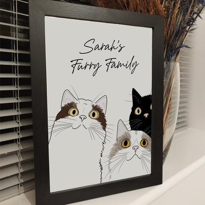Custom Cat Family Print, Personalised Cat Mum Wall Art, Cat Room Home Decor, Crazy Cat Lady Gifts, Pussy Cat Lover Gifts