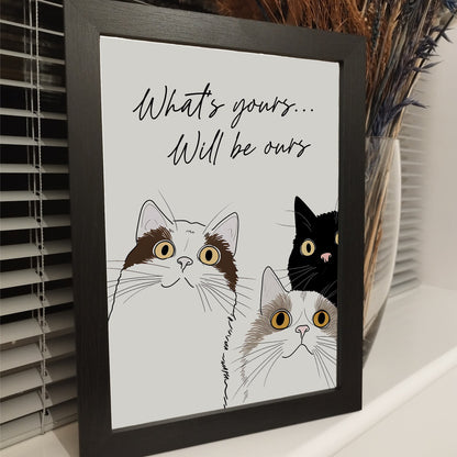 Custom Cat Family Print, Personalised Cat Mum Wall Art, Cat Room Home Decor, Crazy Cat Lady Gifts, Pussy Cat Lover Gifts