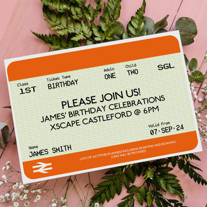 Custom Train Ticket Wedding Invitations | Unique Personalised Railway Ticket Wedding Invites | Wedding Save The Date
