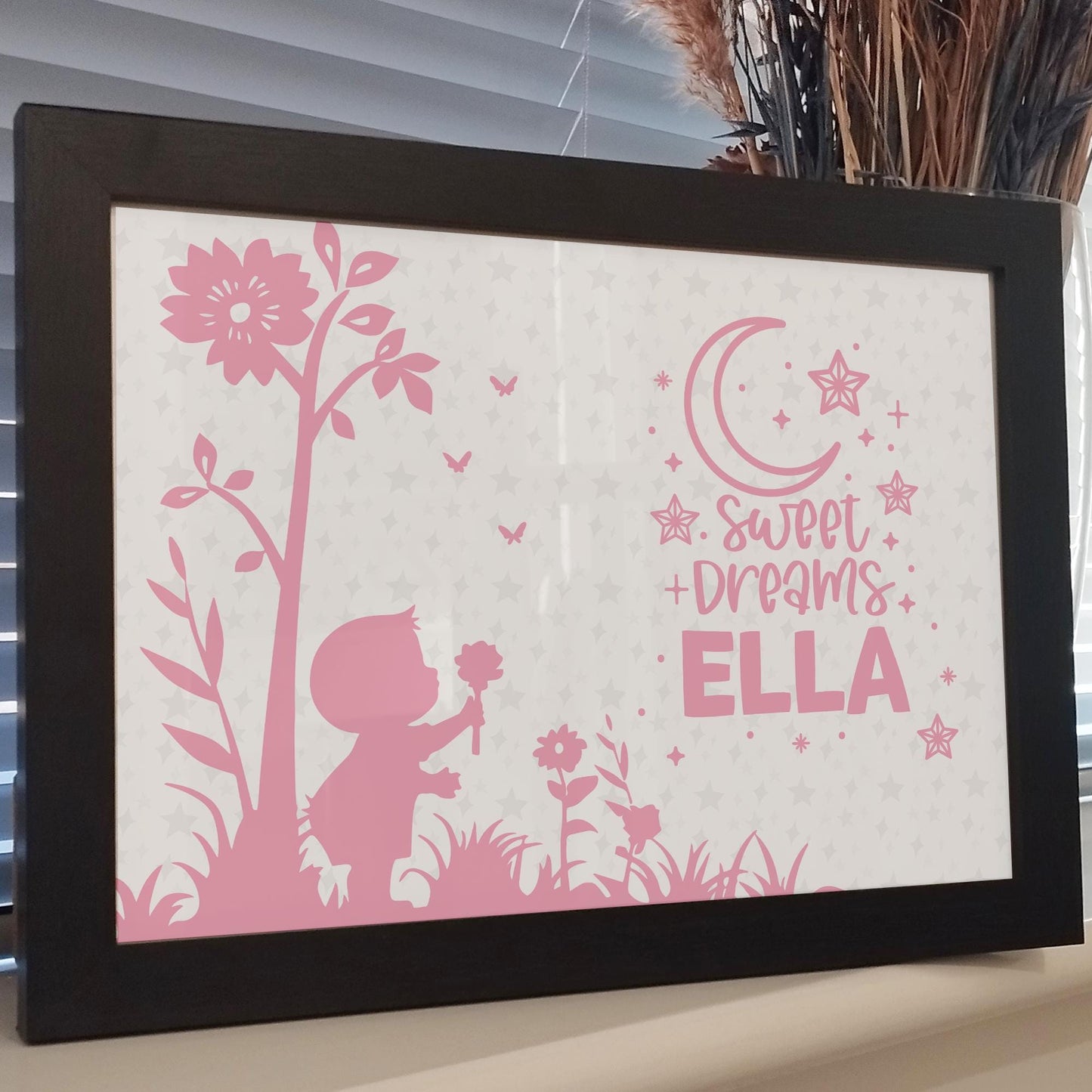 Personalised Babies Name Wall Art Print, Colourful Kids Room Decor, Boys Girls Childrens Bedroom Framed Print, Nursery Baby Print