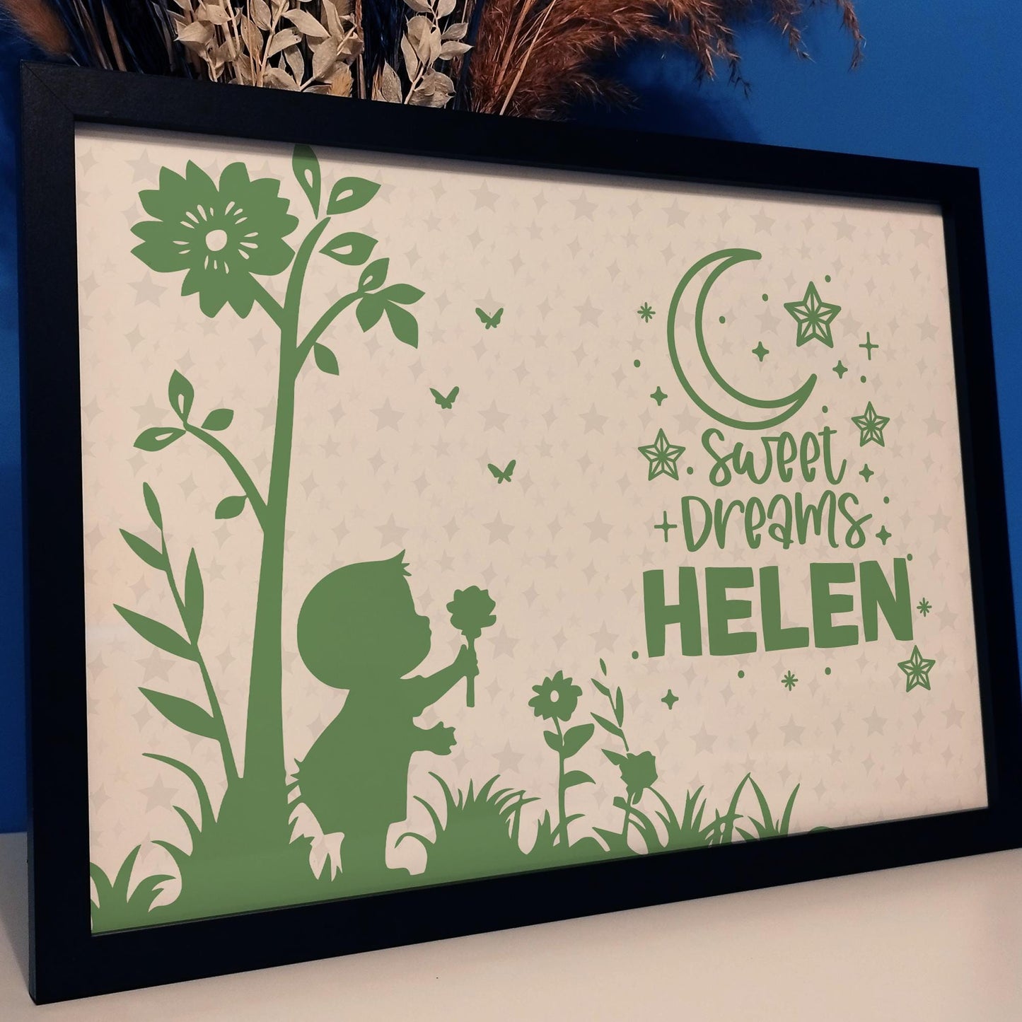 Personalised Babies Name Wall Art Print, Colourful Kids Room Decor, Boys Girls Childrens Bedroom Framed Print, Nursery Baby Print