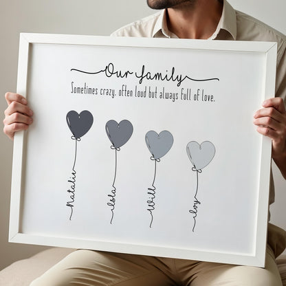 Personalised Our Family Print | Framed Family Portrait Print | Digital Family Home Wall Art | Family Gifts for Mothers Wife Grandma Her
