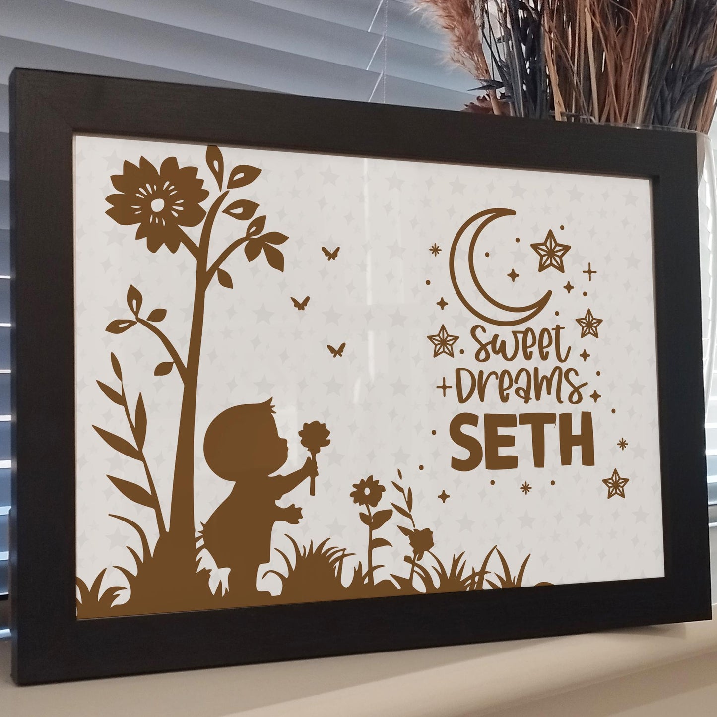 Personalised Babies Name Wall Art Print, Colourful Kids Room Decor, Boys Girls Childrens Bedroom Framed Print, Nursery Baby Print