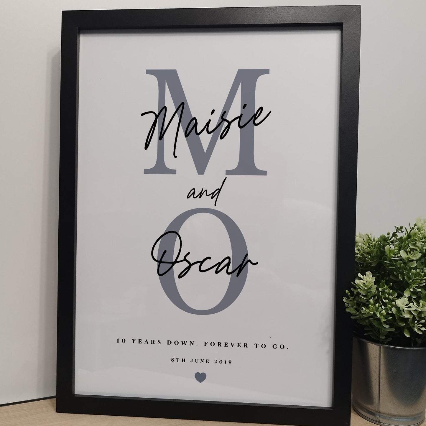 Custom Initial Couples Print for Husband and Wife | Personalised Love Print for Anniversaries Weddings | Typography Gift for Her Him Couples