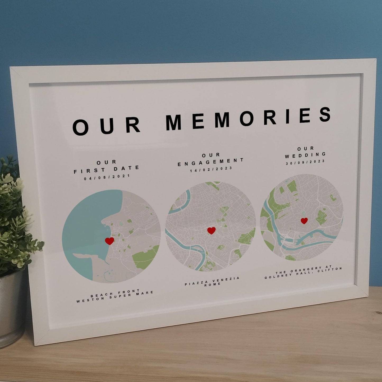 Personalized Memories Map Print | Custom Paper Wedding Anniversary Wall Art | Our First Date Digital Print | Thoughtful Gifts for Him Her