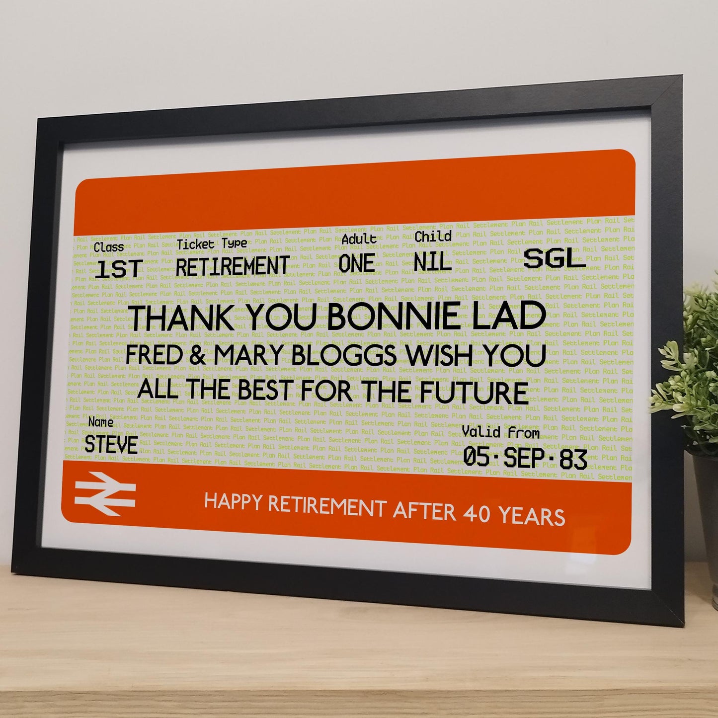 Customised Train Ticket Gift for Him, Dad or Boyfriend | Personalised British Railway Ticket Print | Travel Gift for Fathers Day Valentines