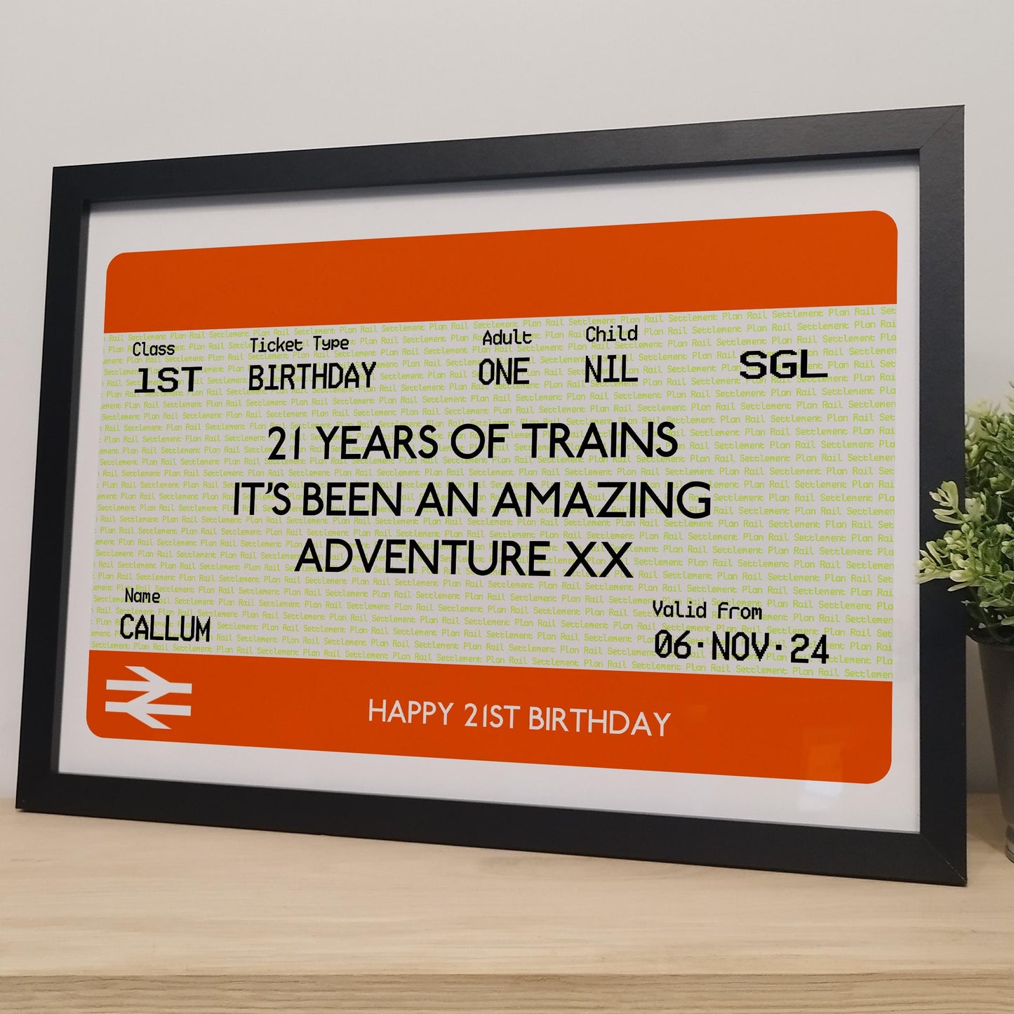 Customised Train Ticket Gift for Him, Dad or Boyfriend | Personalised British Railway Ticket Print | Travel Gift for Fathers Day Valentines