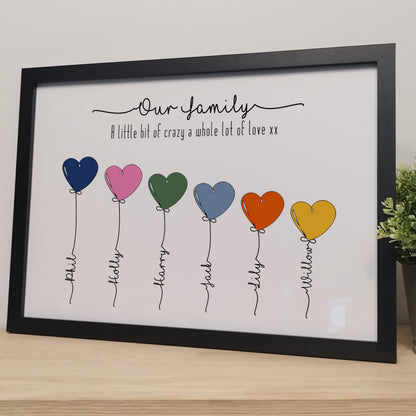 Personalised Our Family Print | Framed Family Portrait Print | Digital Family Home Wall Art | Family Gifts for Mothers Wife Grandma Her