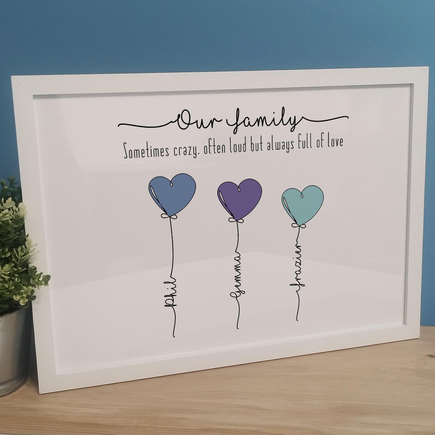 Personalised Our Family Print | Framed Family Portrait Print | Digital Family Home Wall Art | Family Gifts for Mothers Wife Grandma Her