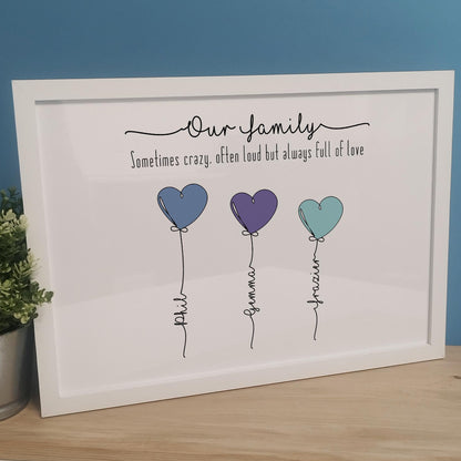 Personalised Our Family Print | Framed Family Portrait Print | Digital Family Home Wall Art | Family Gifts for Mothers Wife Grandma Her