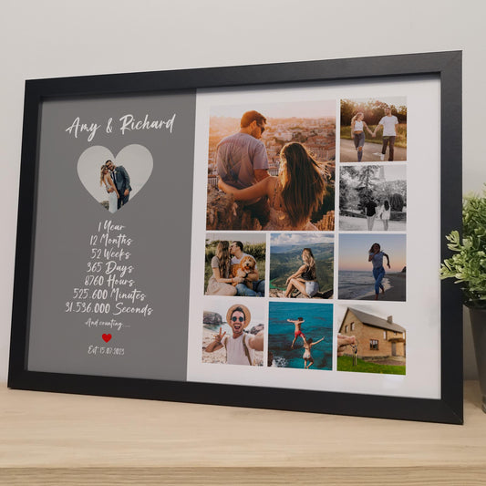 Custom 1 Year Anniversary Print for Couples | 1st Year Photo Collage Gift for Paper Wedding Anniversary | Romantic Gift for Husband or Wife