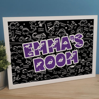 Custom Name Dinosaur Wall Art Print for Kids Bedroom | Colourful Dino Nursery Decor | Boys Girls Childs Room Jurassic Print