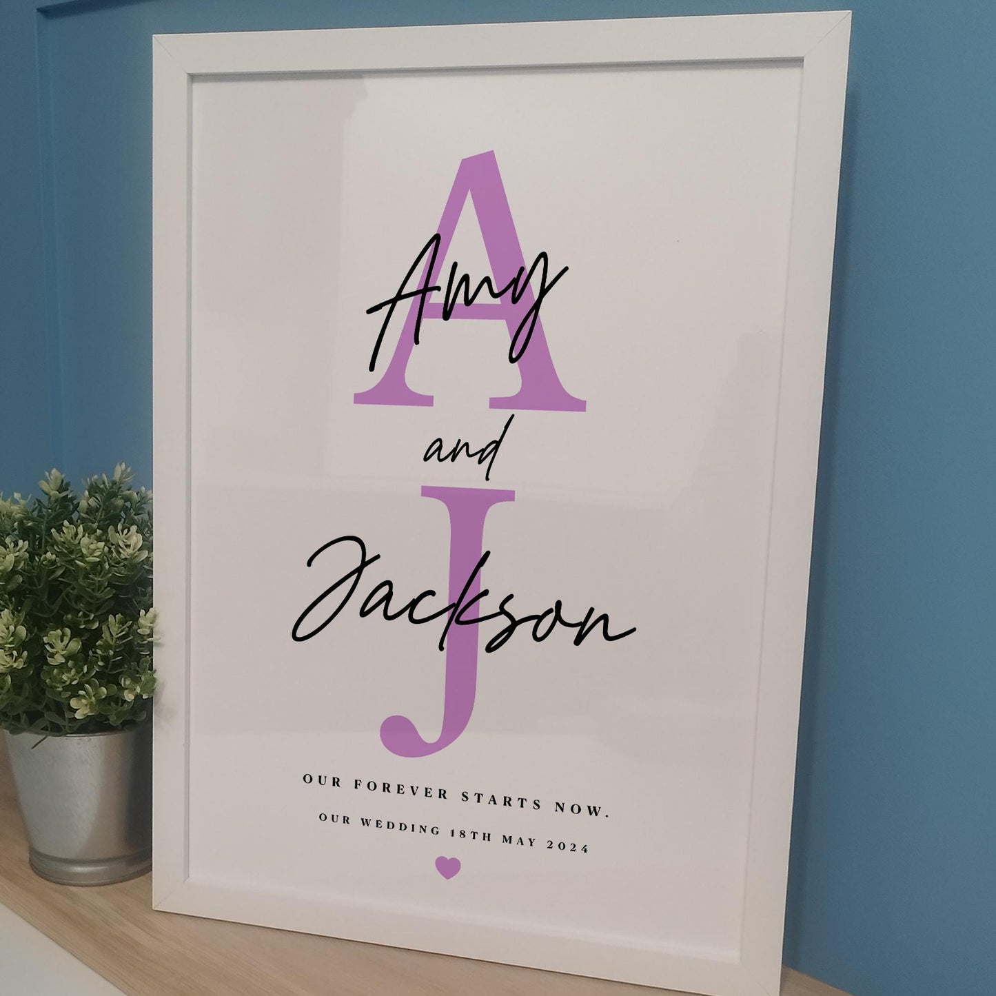 Custom Initial Couples Print for Husband and Wife | Personalised Love Print for Anniversaries Weddings | Typography Gift for Her Him Couples