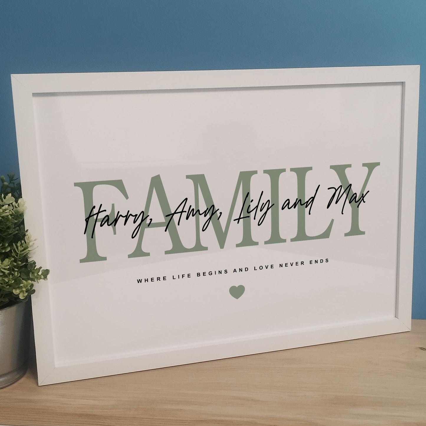 Customised Family Names Print for Mum | Personalised Family Portrait Gift for Mothers Fathers Day | Housewarming Gifts for Grandma Grandad