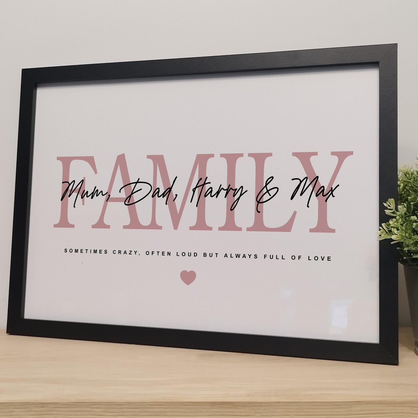 Customised Family Names Print for Mum | Personalised Family Portrait Gift for Mothers Fathers Day | Housewarming Gifts for Grandma Grandad