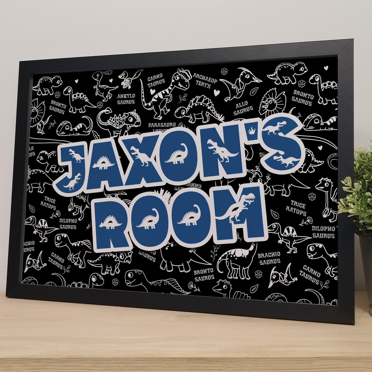 Custom Name Dinosaur Wall Art Print for Kids Bedroom | Colourful Dino Nursery Decor | Boys Girls Childs Room Jurassic Print