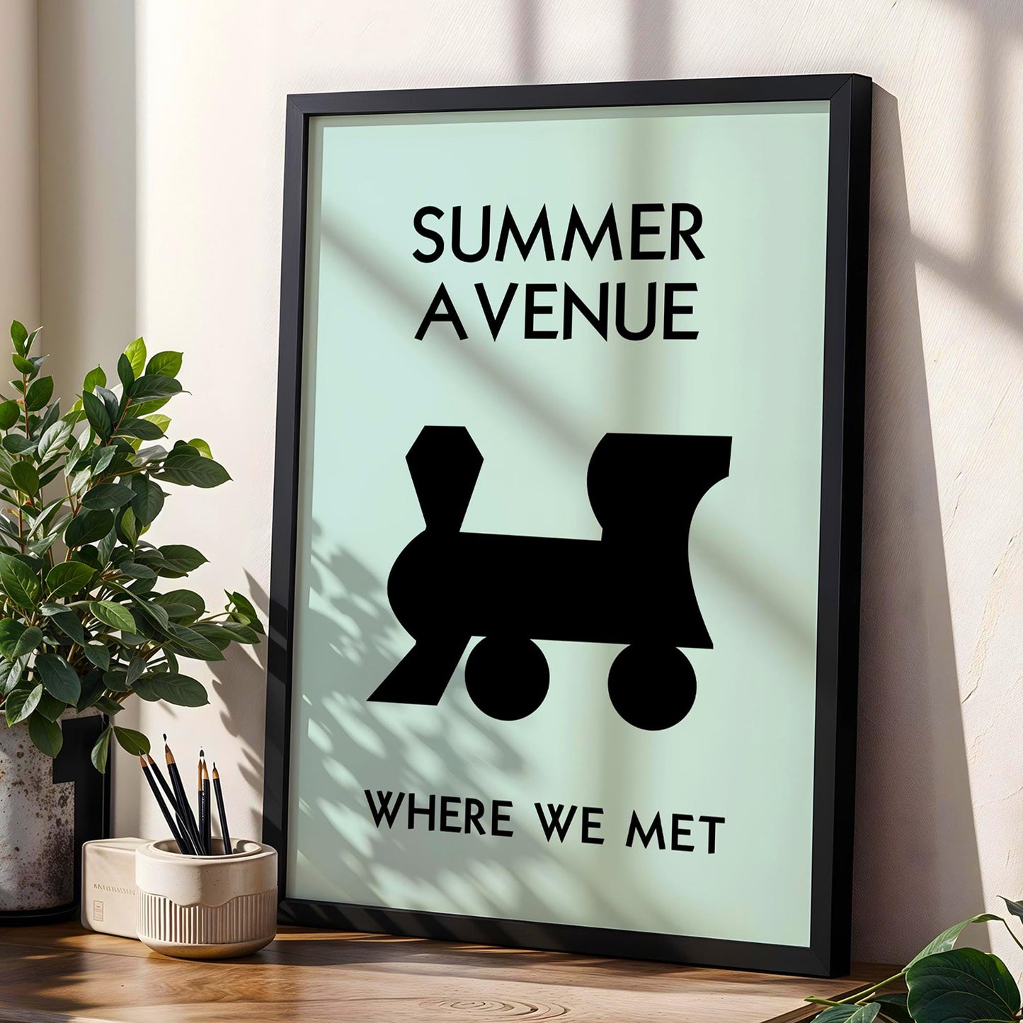 Personalised Monopoly Board Railway Station Print | Custom Monopoly Family Framed Gift for Couples | Unique Monopoly Train Station Wall Art