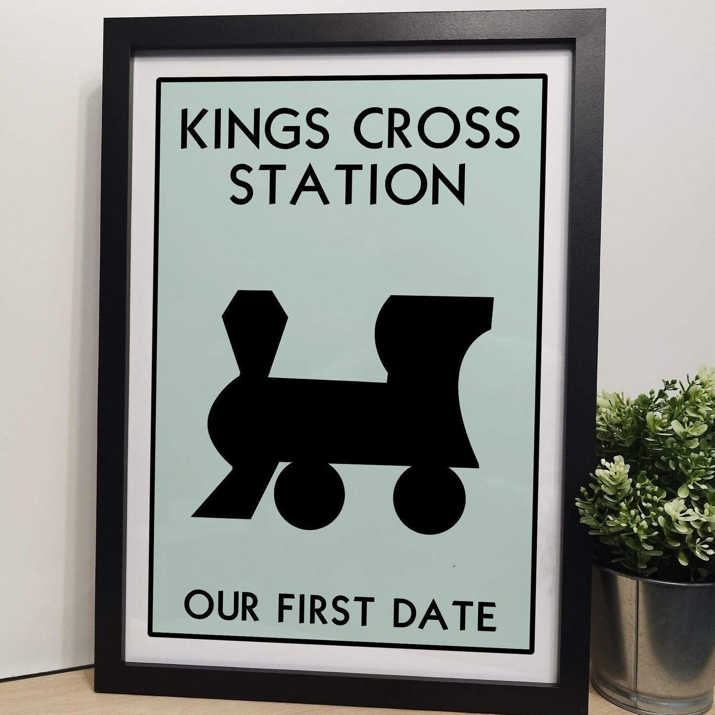 Personalised Monopoly Board Railway Station Print | Custom Monopoly Family Framed Gift for Couples | Unique Monopoly Train Station Wall Art