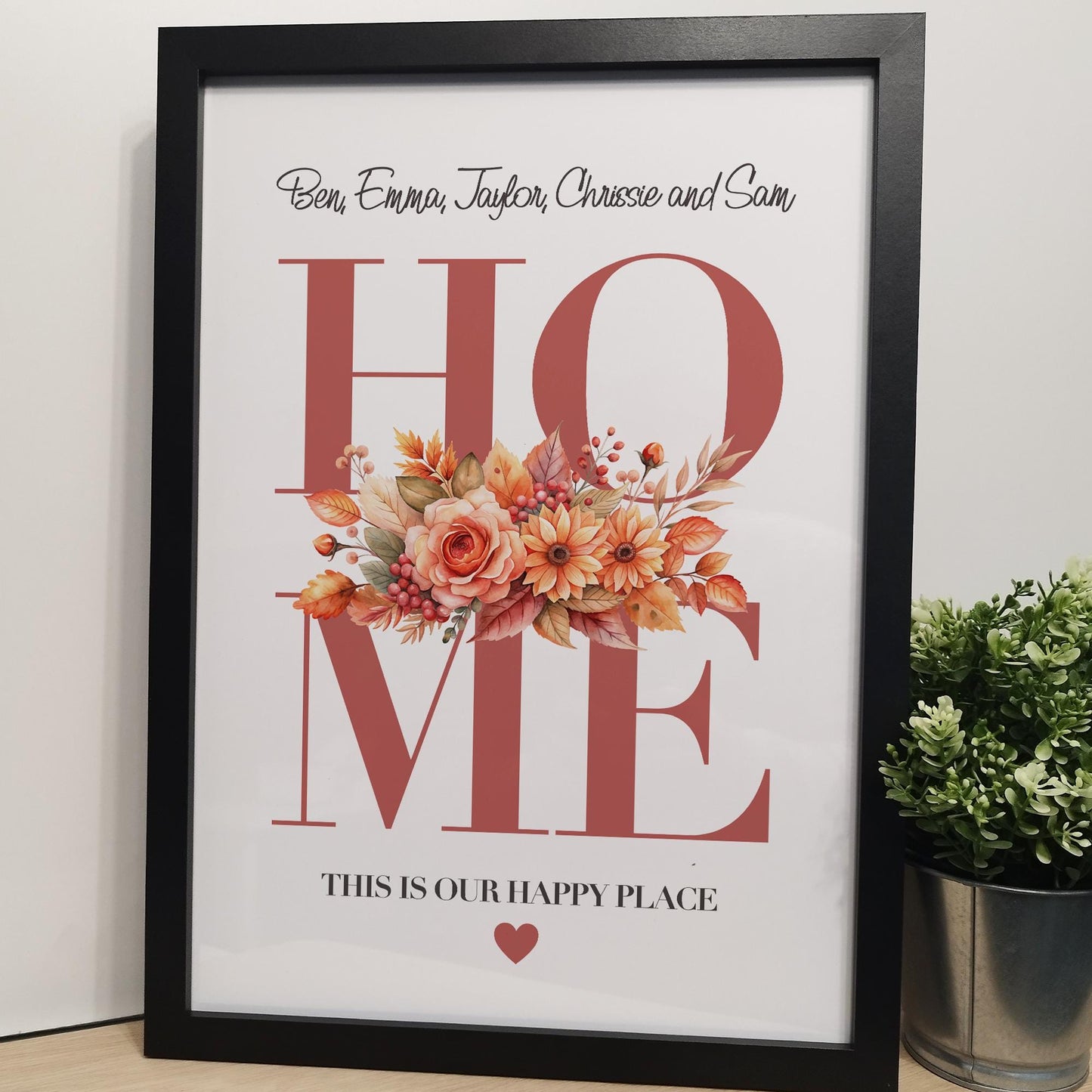 Personalised Our Home Flower Print for Families | Housewarming Gift, Custom Family Home Print, Floral Bouquet Home Decor Print for Mothers