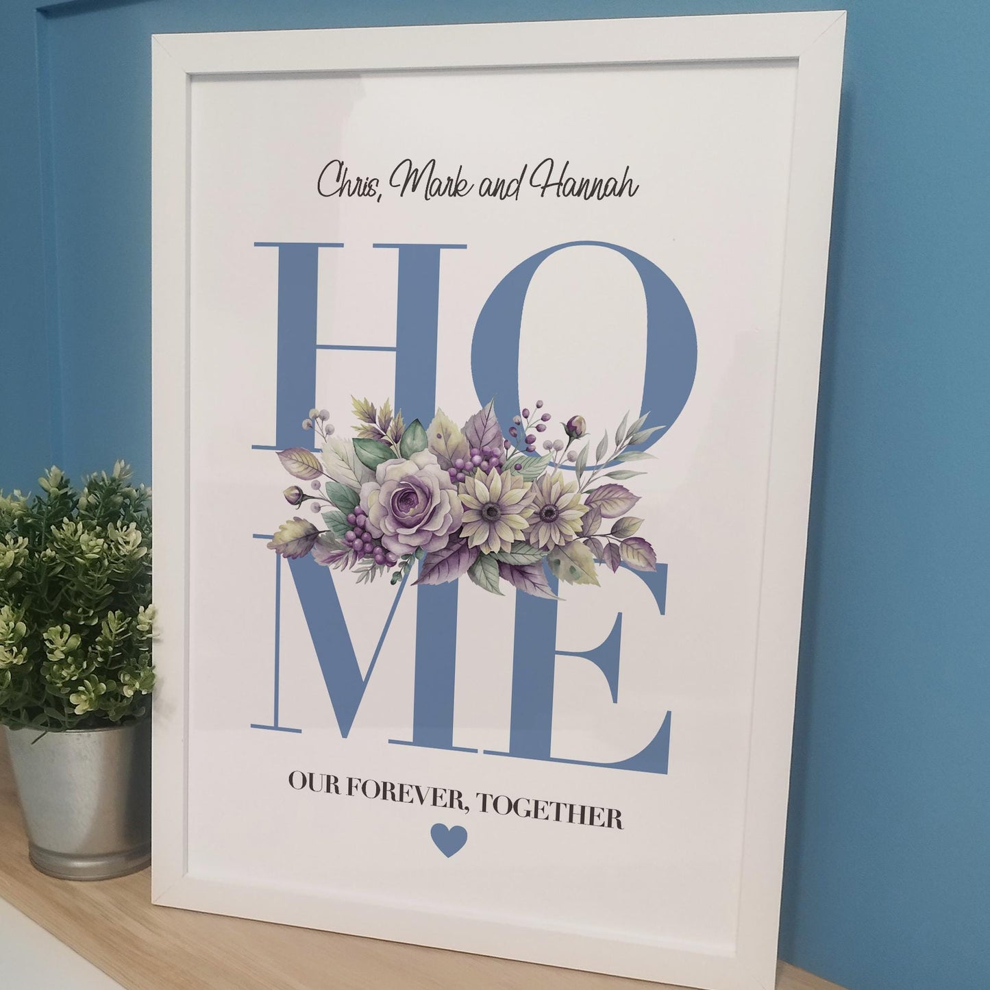 Personalised Our Home Flower Print for Families | Housewarming Gift, Custom Family Home Print, Floral Bouquet Home Decor Print for Mothers