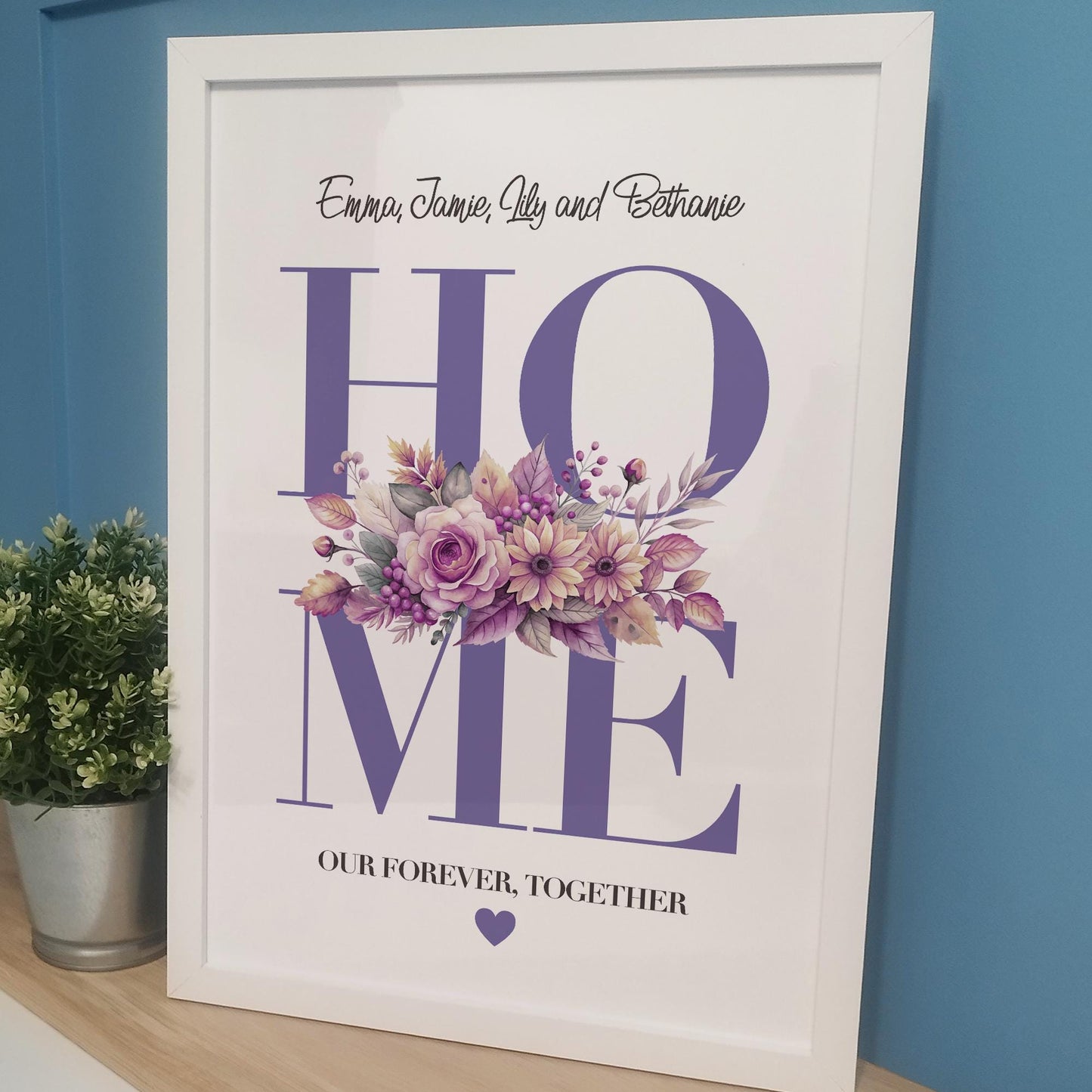 Personalised Our Home Flower Print for Families | Housewarming Gift, Custom Family Home Print, Floral Bouquet Home Decor Print for Mothers