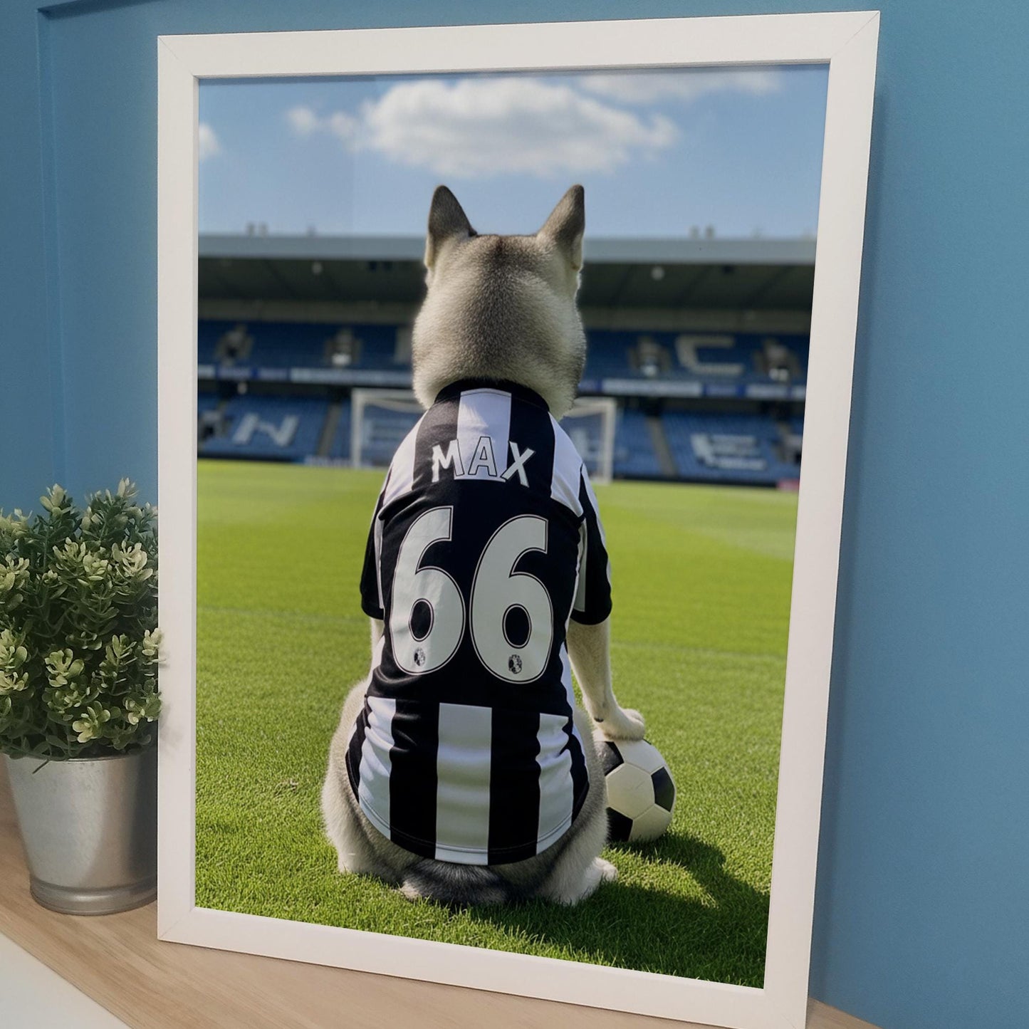 Custom Dog Football Shirt Print | Unique Pet Gift, Fun Bathroom Print, Personalised Pet Football Shirt Wall Art, Pet Portrait from Photo