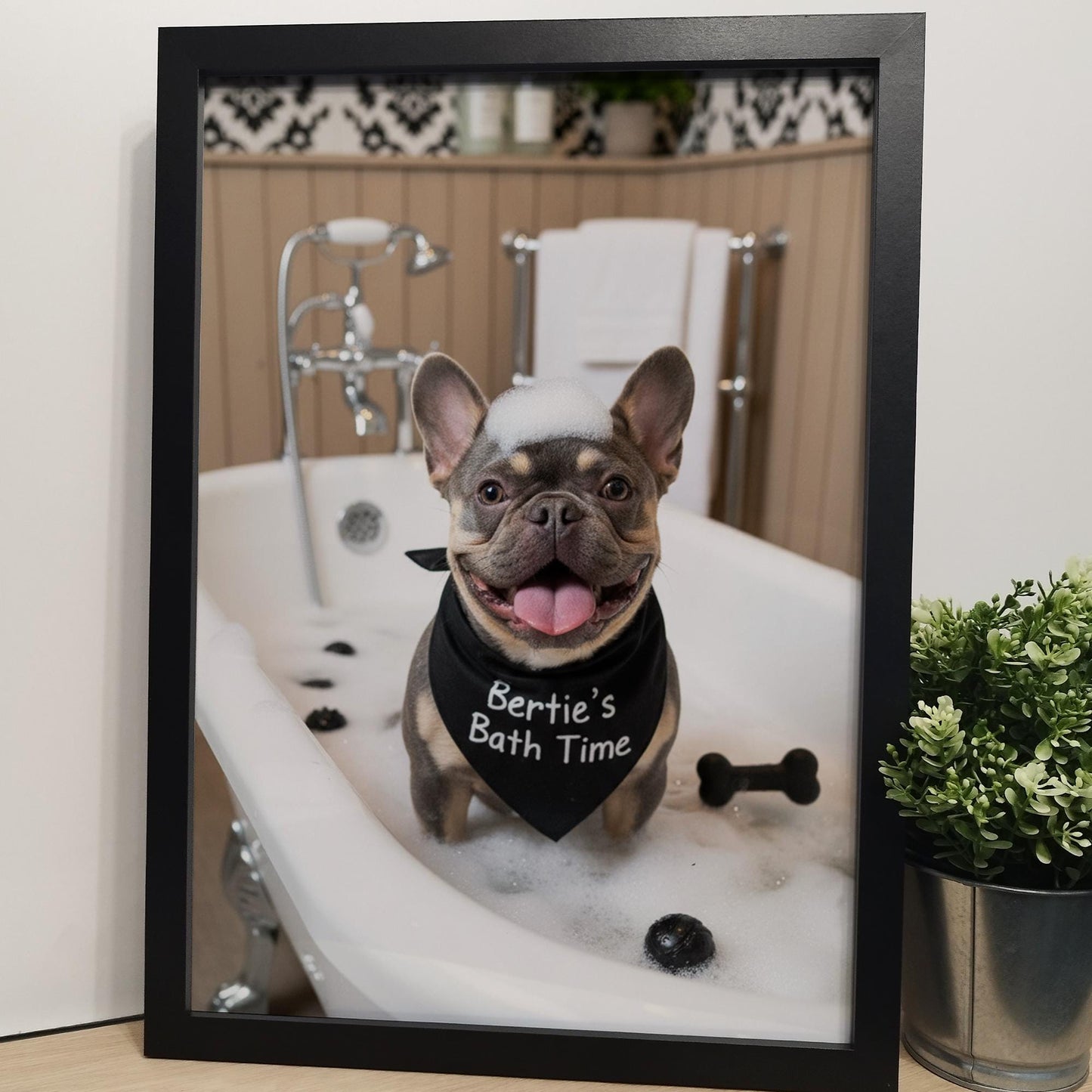 Custom Pet In Bathtub Print | Unique Pet Gift, Fun Bathroom Print, Dog In Bath, Personalised Cat In Tub Wall Art, Pet Portrait from Photo