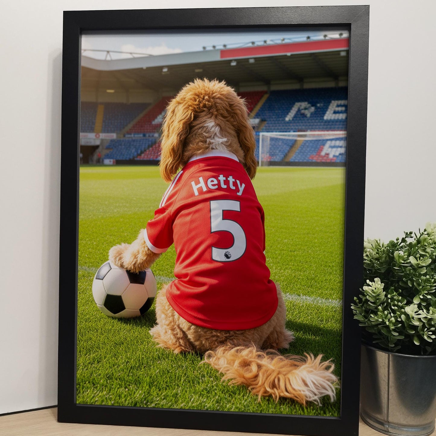 Custom Dog Football Shirt Print | Unique Pet Gift, Fun Bathroom Print, Personalised Pet Football Shirt Wall Art, Pet Portrait from Photo