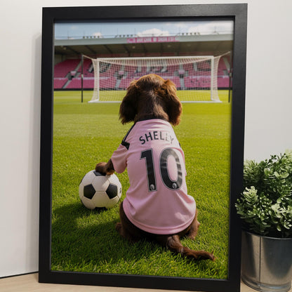 Custom Dog Football Shirt Print | Unique Pet Gift, Fun Bathroom Print, Personalised Pet Football Shirt Wall Art, Pet Portrait from Photo