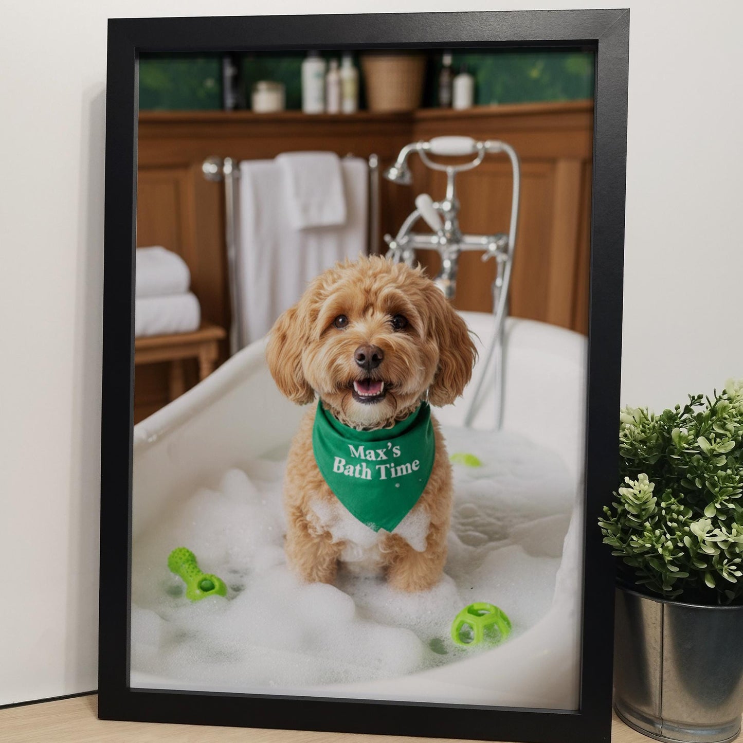 Custom Pet In Bathtub Print | Unique Pet Gift, Fun Bathroom Print, Dog In Bath, Personalised Cat In Tub Wall Art, Pet Portrait from Photo