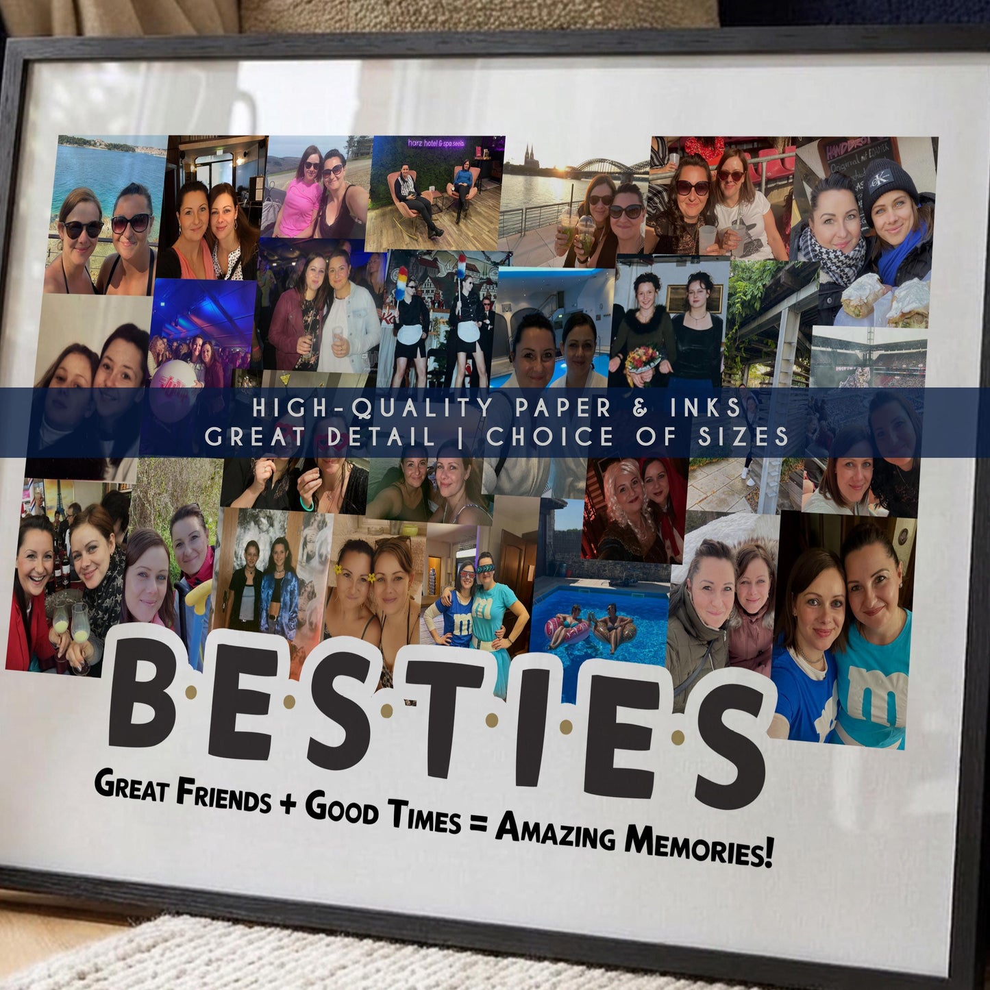 Personalised Besties Photo Collage Print – Custom Best Friend & Friendship Memory Poster Gift